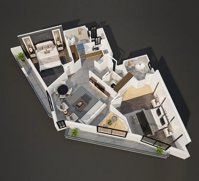 Studio 3D  apartment on instalment